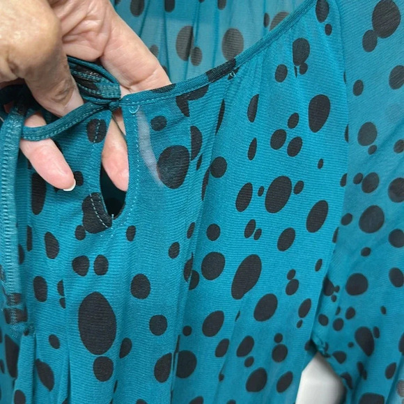Apt.9 Semi Sheer Blue and Black polka dot - Picture 3 of 8